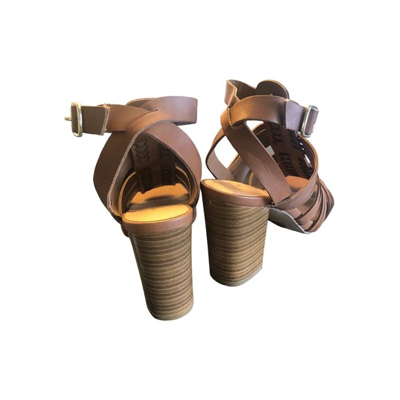 Madden Girl Reine Sandal Shoes Size 6.5‎ Brown Strappy Block Heel Huarache NEW - Picture 6 of 9